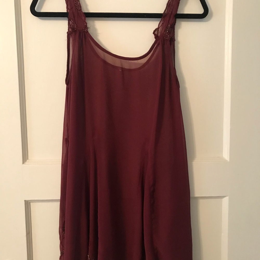Free people slip dress w/ beaded accents
